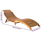 Chaise longue de jardin vidaXL avec coussin, en bois d'acacia massif - 72,4 x 21,7 x 25,2