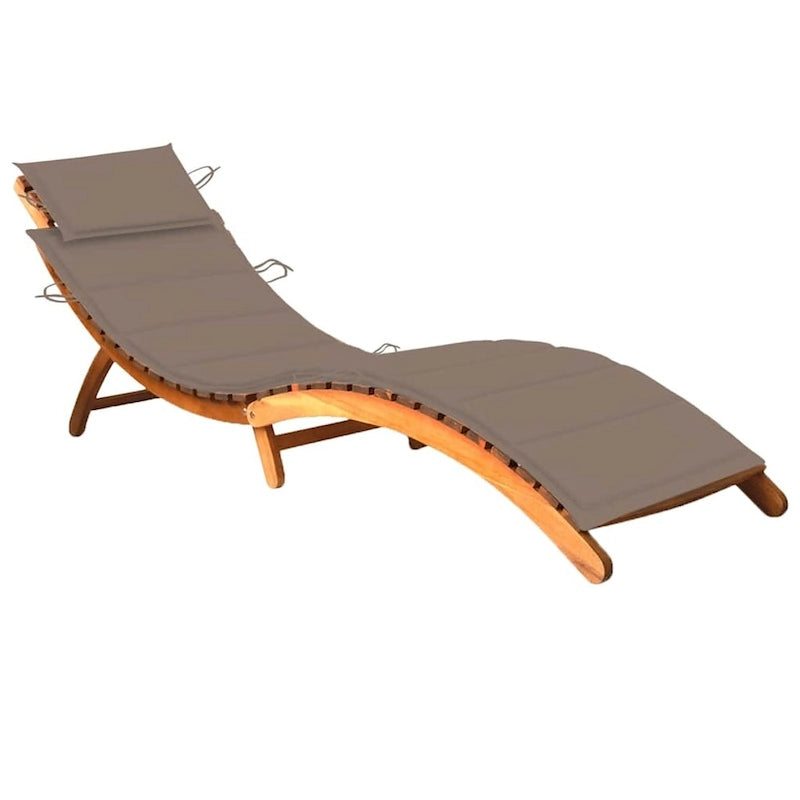 Chaise longue de jardin vidaXL avec coussin, en bois d'acacia massif - 72,4 x 21,7 x 25,2