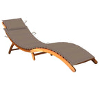 Chaise longue de jardin vidaXL avec coussin, en bois d'acacia massif - 72,4 x 21,7 x 25,2