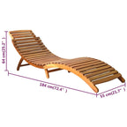 Chaise longue de jardin vidaXL avec coussin, en bois d'acacia massif - 72,4 x 21,7 x 25,2