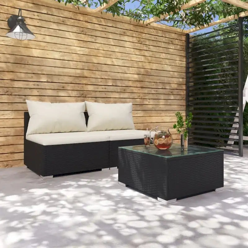 Canapé d'angle de patio vidaXL, canapé deux places, fauteuil d'extérieur en rotin synthétique