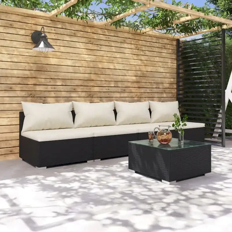 Canapé d'angle de patio vidaXL, canapé deux places, fauteuil d'extérieur en rotin synthétique