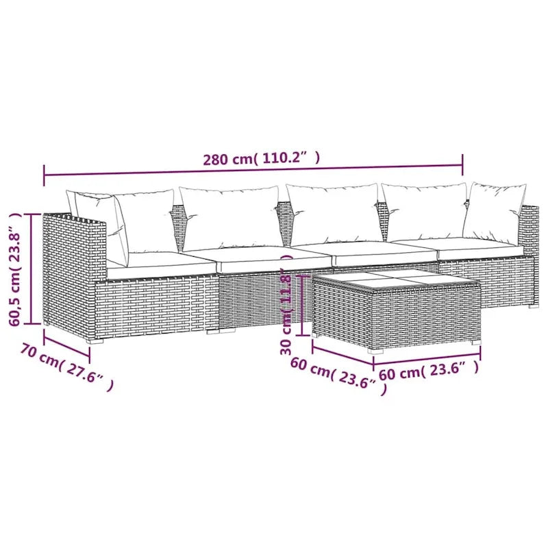 Canapé d'angle de patio vidaXL, canapé deux places, fauteuil d'extérieur en rotin synthétique