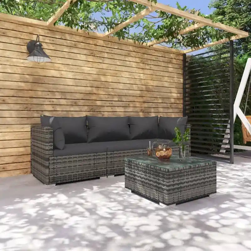 Canapé d'angle de patio vidaXL, canapé deux places, fauteuil d'extérieur en rotin synthétique