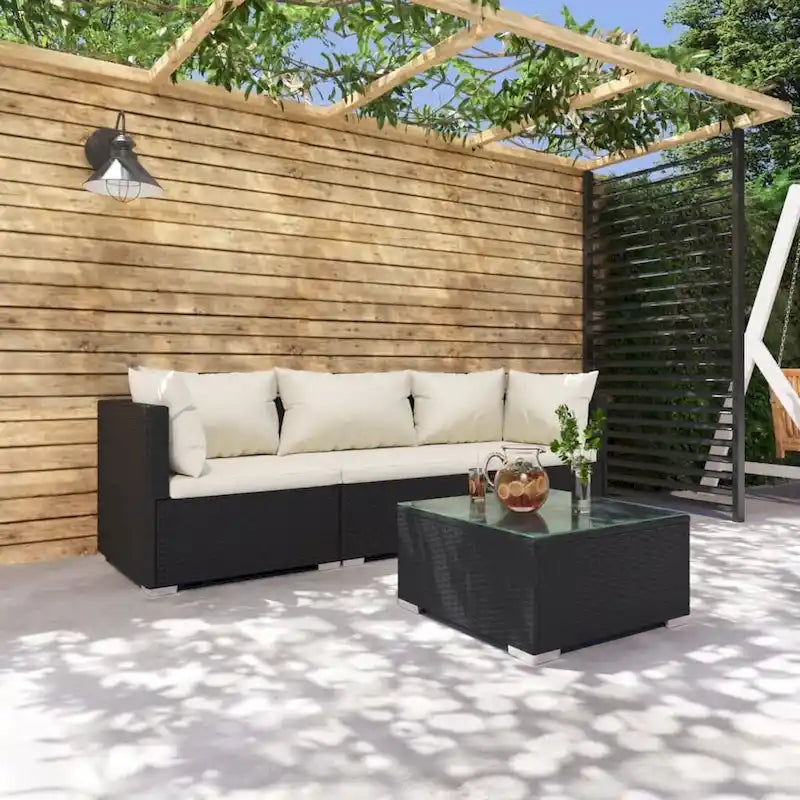 Canapé d'angle de patio vidaXL, canapé deux places, fauteuil d'extérieur en rotin synthétique