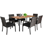 Ensemble table et chaises de jardin en rotin Costway 7 pièces avec coussins - Voir les détails