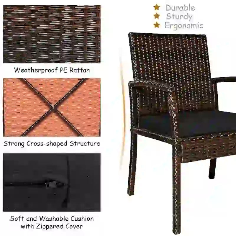 Ensemble table et chaises de jardin en rotin Costway 7 pièces avec coussins - Voir les détails
