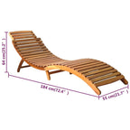 Ensemble de 2 chaises longues vidaXL avec table et coussins en bois d'acacia massif - 72,4 x 21,7 x 25,2