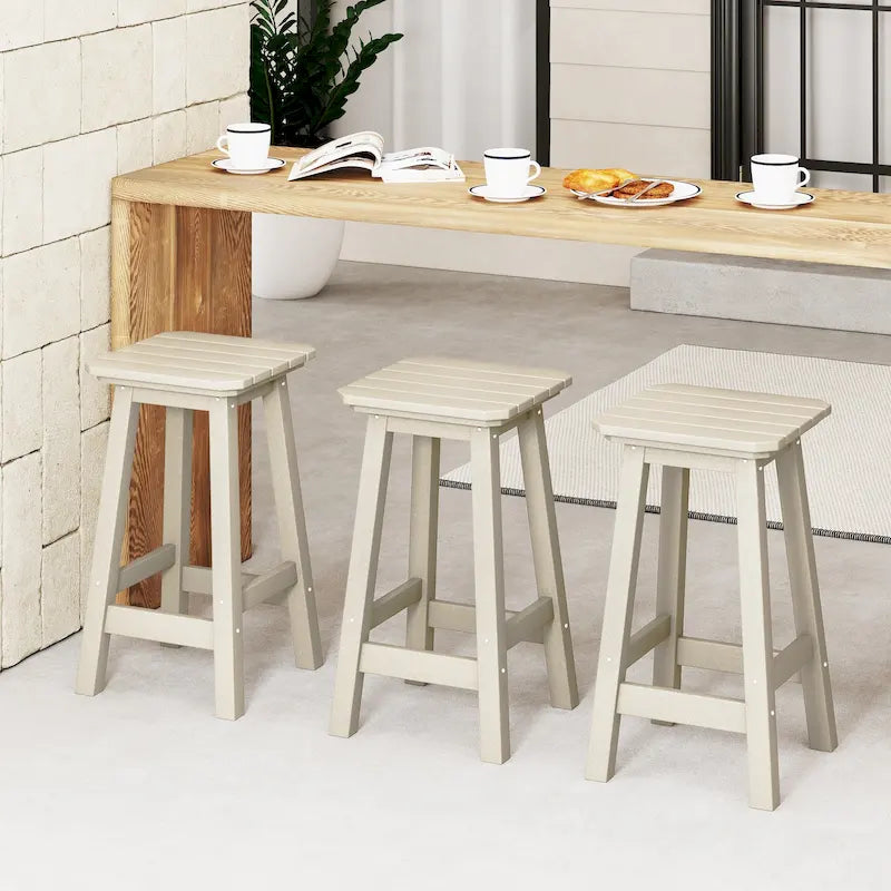 Tabourets de comptoir carrés d'extérieur Polytrends Laguna HDPE tous temps 24 pouces (ensemble de 3)