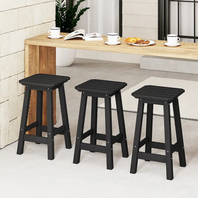 Tabourets de comptoir carrés d'extérieur Polytrends Laguna HDPE tous temps 24 pouces (ensemble de 3)