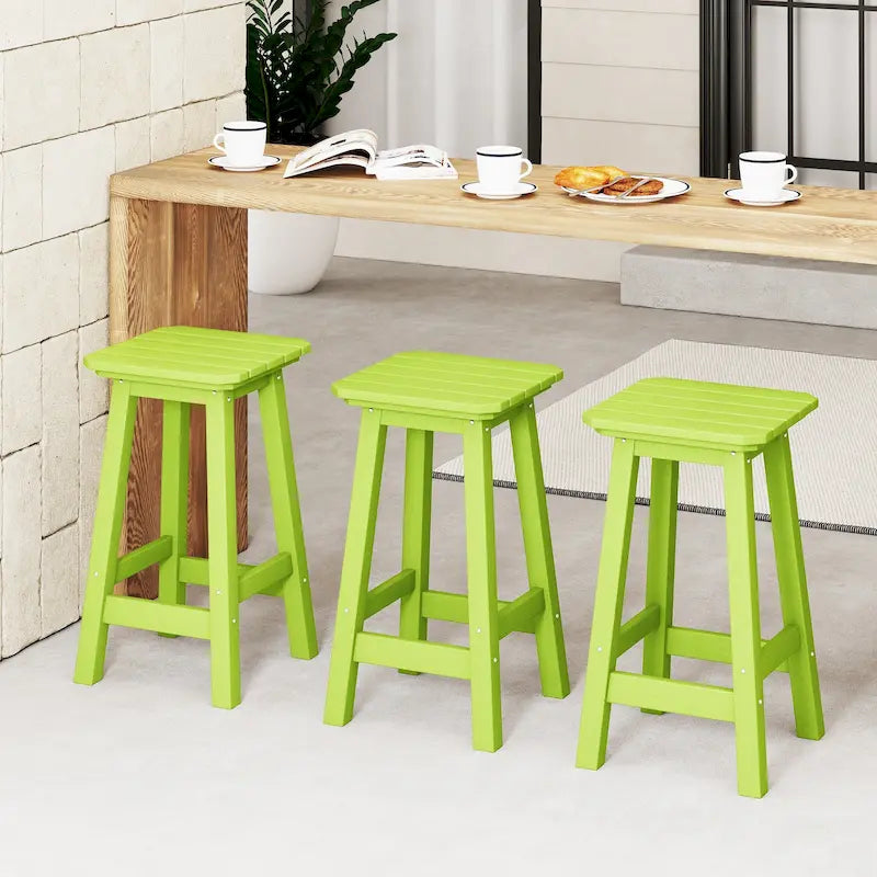 Tabourets de comptoir carrés d'extérieur Polytrends Laguna HDPE tous temps 24 pouces (ensemble de 3)