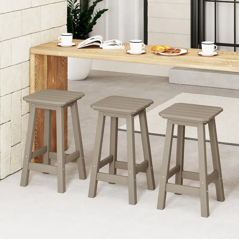 Tabourets de comptoir carrés d'extérieur Polytrends Laguna HDPE tous temps 24 pouces (ensemble de 3)
