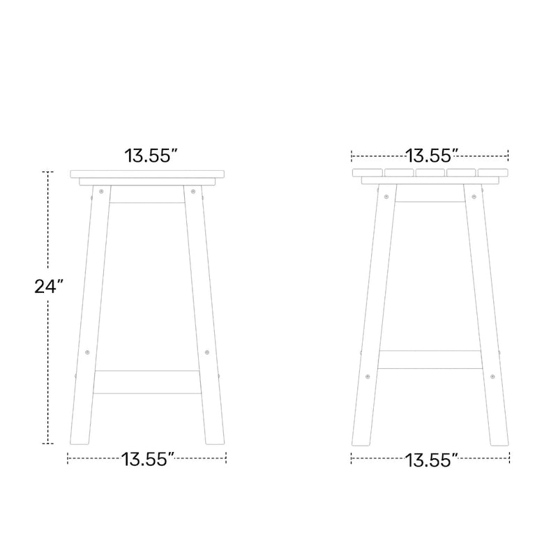 Tabourets de comptoir carrés d'extérieur Polytrends Laguna HDPE tous temps 24 pouces (ensemble de 3)