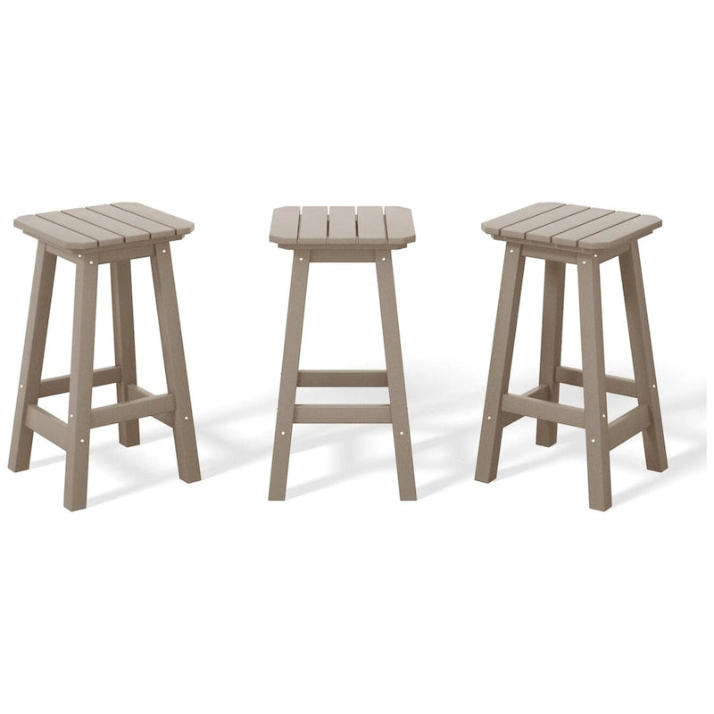 Tabourets de comptoir carrés d'extérieur Polytrends Laguna HDPE tous temps 24 pouces (ensemble de 3)