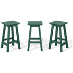 Tabourets de comptoir carrés d'extérieur Polytrends Laguna HDPE tous temps 24 pouces (ensemble de 3)