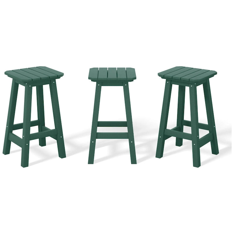 Tabourets de comptoir carrés d'extérieur Polytrends Laguna HDPE tous temps 24 pouces (ensemble de 3)