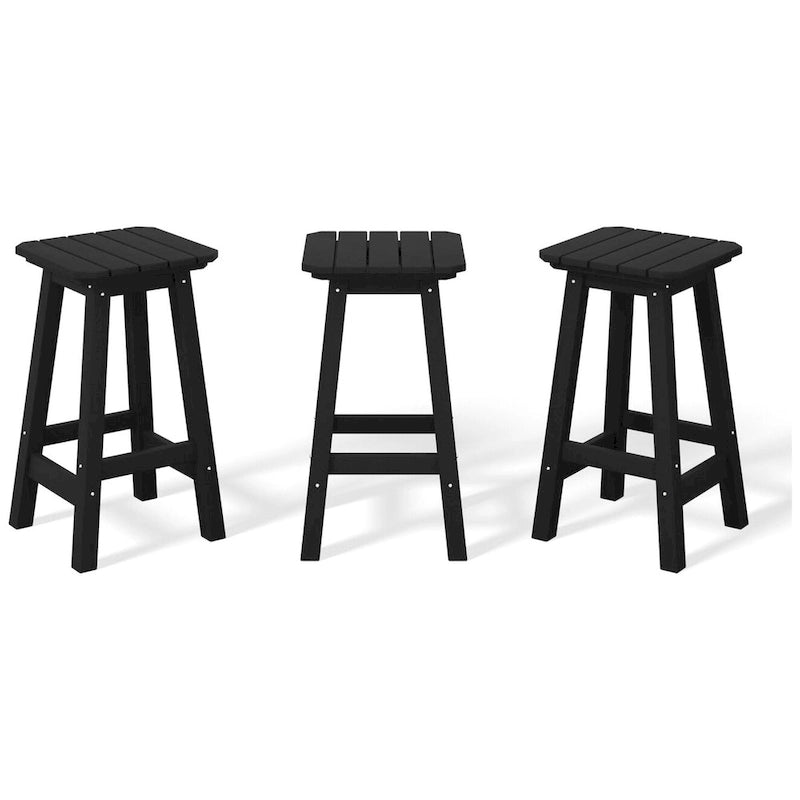 Tabourets de comptoir carrés d'extérieur Polytrends Laguna HDPE tous temps 24 pouces (ensemble de 3)
