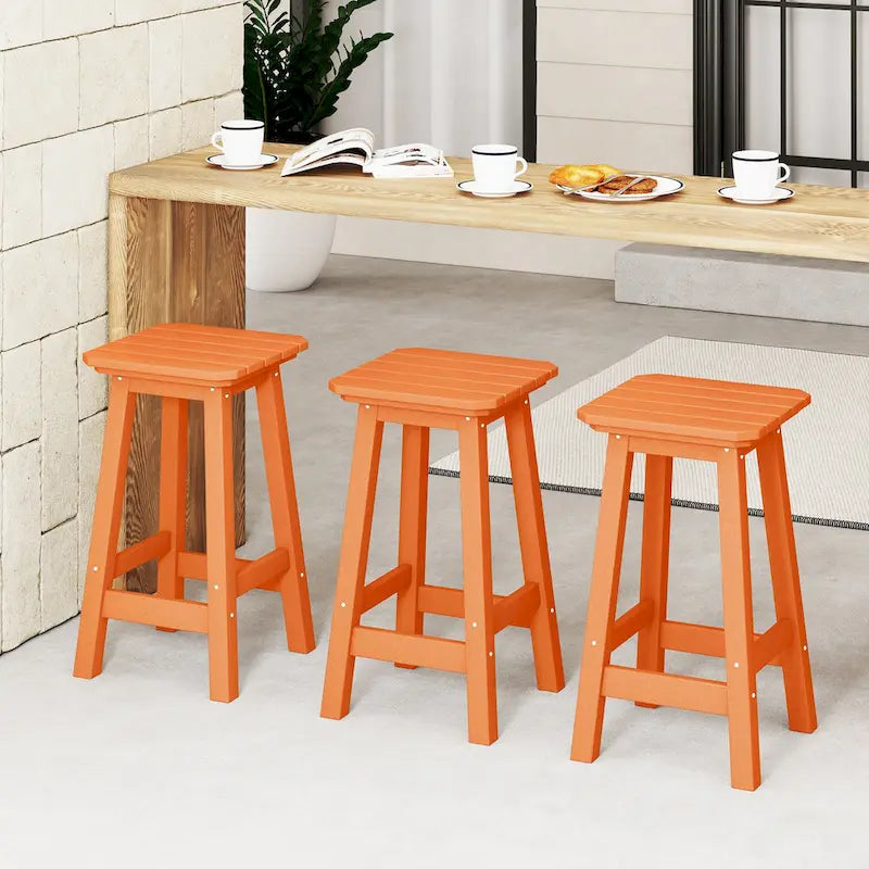 Tabourets de comptoir carrés d'extérieur Polytrends Laguna HDPE tous temps 24 pouces (ensemble de 3)