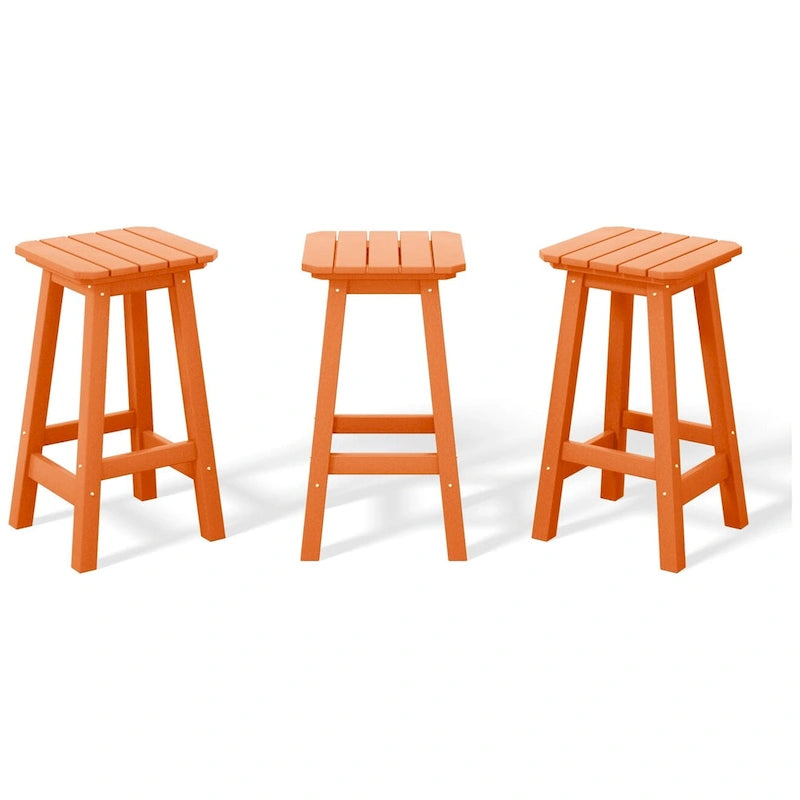 Tabourets de comptoir carrés d'extérieur Polytrends Laguna HDPE tous temps 24 pouces (ensemble de 3)