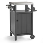 Barbecue/Grill Side Table Trolley, Outdoor Prep Dining Table Serving Cart with 304 Stainless Steel Top-HDPE