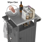 Chariot de service pour barbecue/grill, table de préparation et de repas extérieure avec plateau en acier inoxydable 304 et revêtement en PEHD.