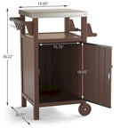 Chariot de service pour barbecue/grill, table de préparation et de repas extérieure avec plateau en acier inoxydable 304 et revêtement en PEHD.