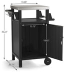 Chariot de service pour barbecue/grill, table de préparation et de repas extérieure avec plateau en acier inoxydable 304 et revêtement en PEHD.