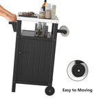 Chariot de service pour barbecue/grill, table de préparation et de repas extérieure avec plateau en acier inoxydable 304 et revêtement en PEHD.