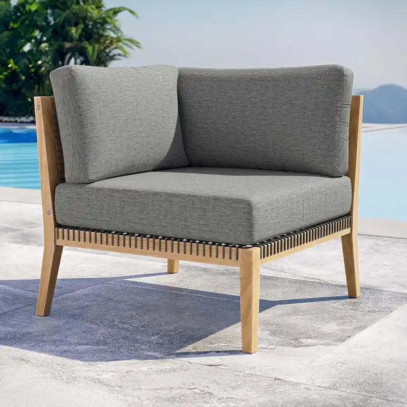 Chaise d'angle de patio en bois de teck Clearwater Outdoor