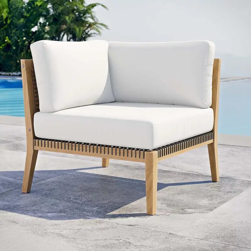Chaise d'angle de patio en bois de teck Clearwater Outdoor