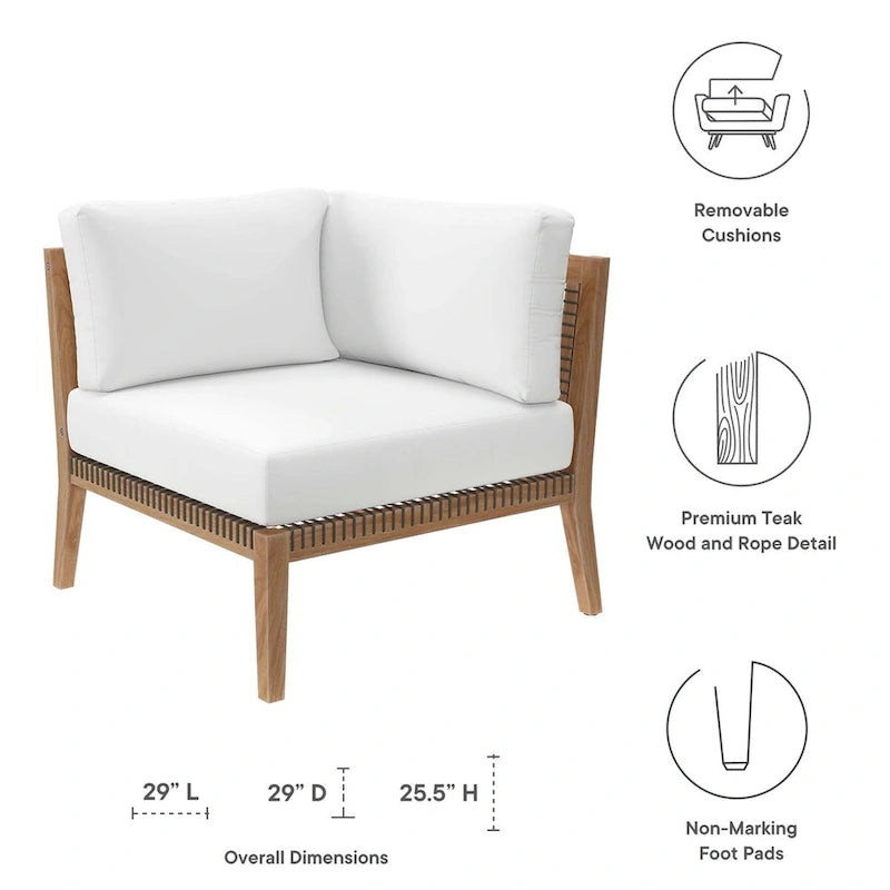Chaise d'angle de patio en bois de teck Clearwater Outdoor
