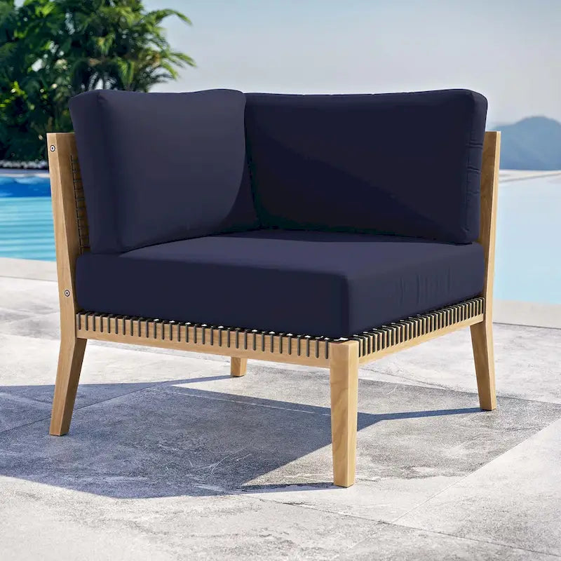 Chaise d'angle de patio en bois de teck Clearwater Outdoor