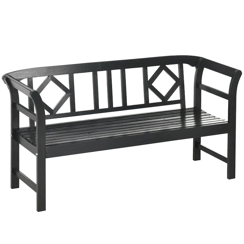 Banc de jardin en bois Outsunny avec dossier et accoudoirs - 61,50 cm (L) x 20,75 cm (l) x 32,75 cm (H)