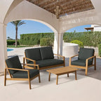 Ensemble de conversation de patio en bois d'acacia 4 pièces