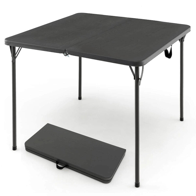 Table de camping pliante avec plateau en PEHD résistant aux intempéries et cadre en acier antirouille