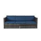 Ensemble de canapé d'angle d'extérieur 5 pièces en résine tressée PE avec table basse relevable