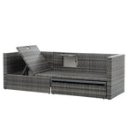 Ensemble de canapé d'angle d'extérieur 5 pièces en résine tressée PE avec table basse relevable