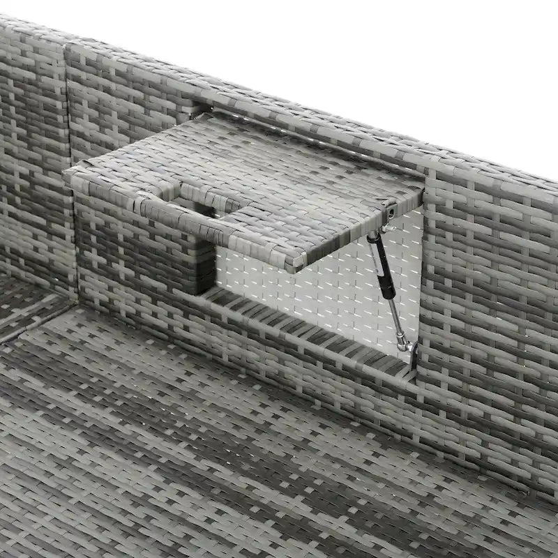 Ensemble de canapé d'angle d'extérieur 5 pièces en résine tressée PE avec table basse relevable