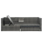 Ensemble de canapé d'angle d'extérieur 5 pièces en résine tressée PE avec table basse relevable