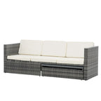 Ensemble de canapé d'angle d'extérieur 5 pièces en résine tressée PE avec table basse relevable