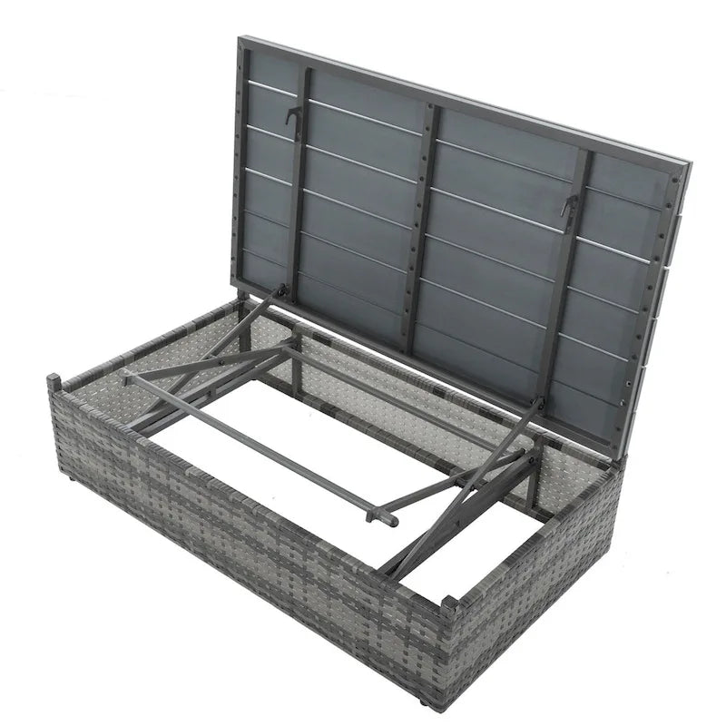 Ensemble de canapé d'angle d'extérieur 5 pièces en résine tressée PE avec table basse relevable