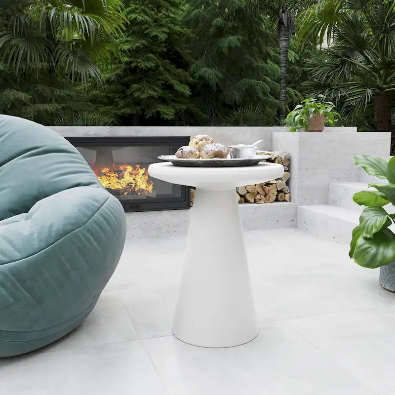Table d'appoint extérieure Patio Watcher 16 po en béton Mgo en forme de champignon