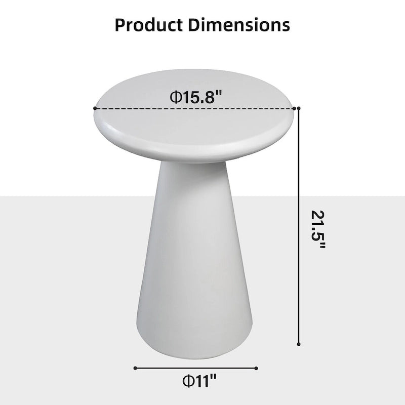 Table d'appoint extérieure Patio Watcher 16 po en béton Mgo en forme de champignon