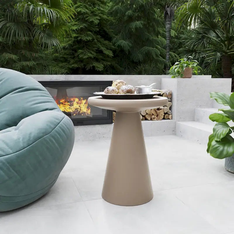 Table d'appoint extérieure Patio Watcher 16 po en béton Mgo en forme de champignon