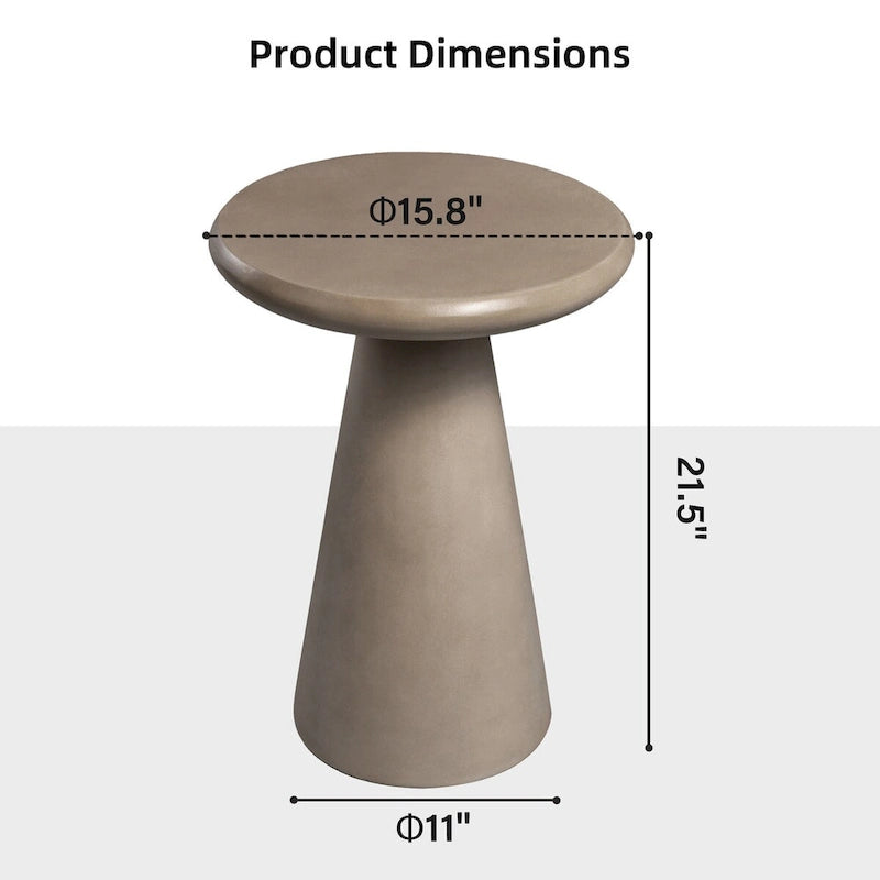 Table d'appoint extérieure Patio Watcher 16 po en béton Mgo en forme de champignon