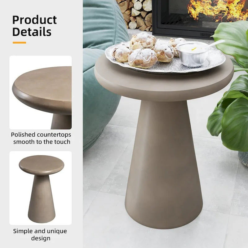 Table d'appoint extérieure Patio Watcher 16 po en béton Mgo en forme de champignon