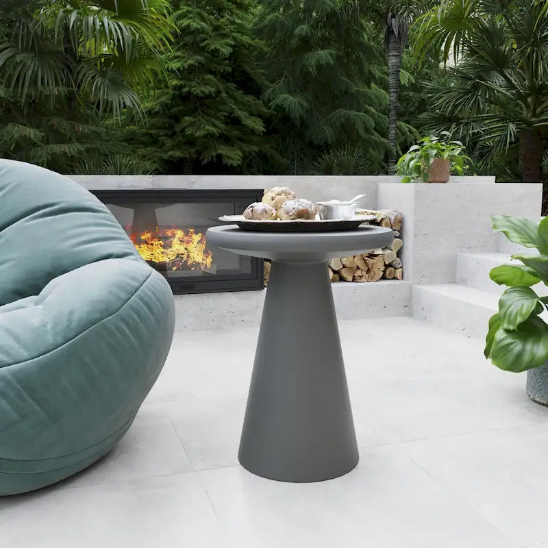 Table d'appoint extérieure Patio Watcher 16 po en béton Mgo en forme de champignon