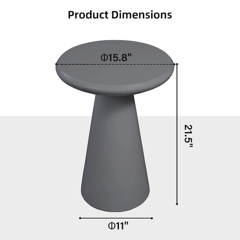 Table d'appoint extérieure Patio Watcher 16 po en béton Mgo en forme de champignon