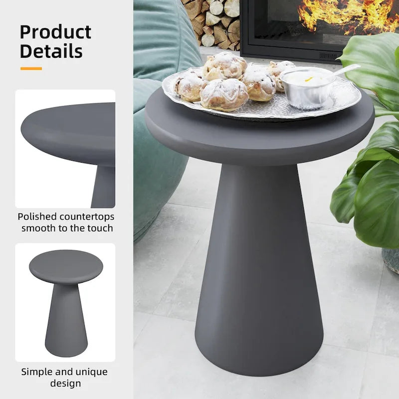 Table d'appoint extérieure Patio Watcher 16 po en béton Mgo en forme de champignon