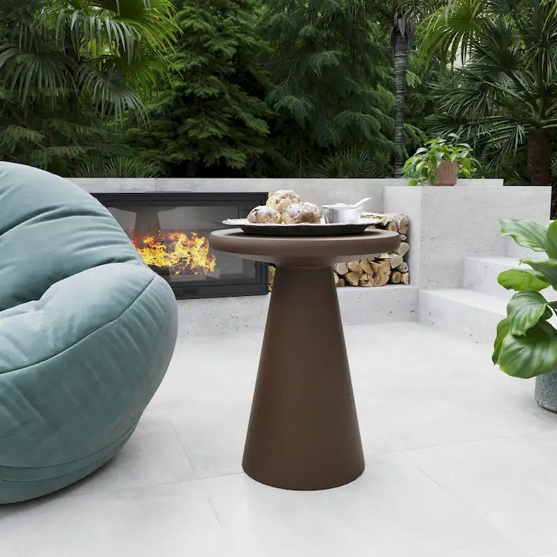 Table d'appoint extérieure Patio Watcher 16 po en béton Mgo en forme de champignon